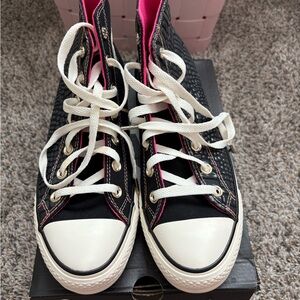 Converse Black and Pink High-Top Sneakers